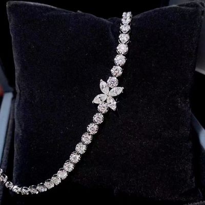 0.40ct-0.49ct D Laboratorio Cresciuto Diamante Reale Diamante Placcato Oro Braccialetto Diamante Pieno
