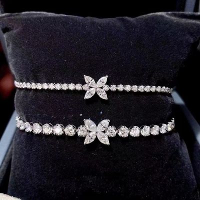 0.40ct-0.49ct D Laboratorio Cresciuto Diamante Reale Diamante Placcato Oro Braccialetto Diamante Pieno