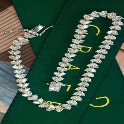 Braccialetto da tennis personalizzabile da 18K con diamante coltivati in laboratorio e goccia d'acqua di diamante