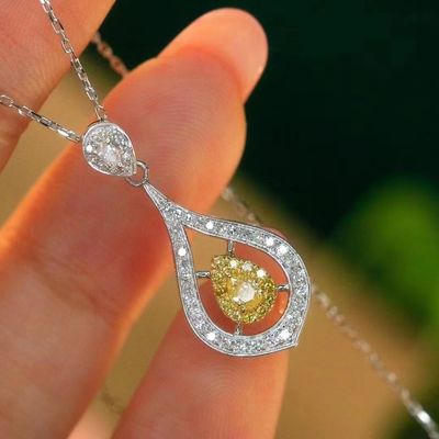 Choker Oro Reale Laboratorio Cresciuto Diamante Colletti Giallo Personalizzazione con Giallo Diamante