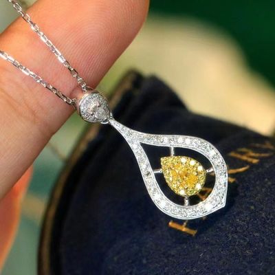 Choker Oro Reale Laboratorio Cresciuto Diamante Colletti Giallo Personalizzazione con Giallo Diamante