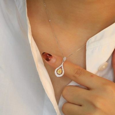 Choker Oro Reale Laboratorio Cresciuto Diamante Colletti Giallo Personalizzazione con Giallo Diamante