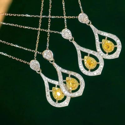 Choker Oro Reale Laboratorio Cresciuto Diamante Colletti Giallo Personalizzazione con Giallo Diamante