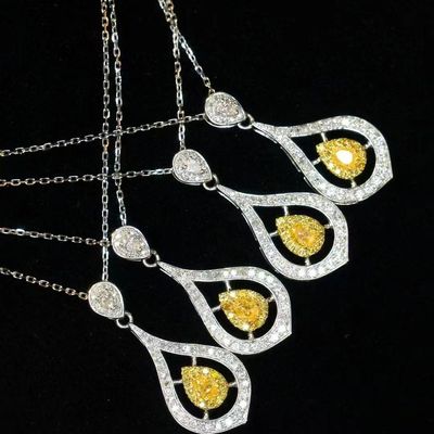 Choker Oro Reale Laboratorio Cresciuto Diamante Colletti Giallo Personalizzazione con Giallo Diamante