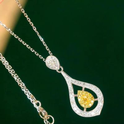 Choker Oro Reale Laboratorio Cresciuto Diamante Colletti Giallo Personalizzazione con Giallo Diamante